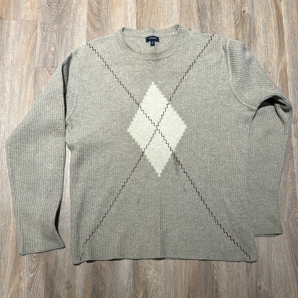 Tan Burberry pullover sweater wool & angora blend